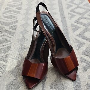 Marni Dark Brown Slingback Heels